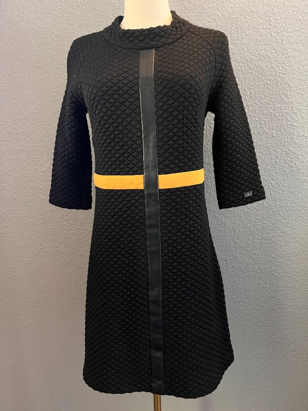 COP COPINE SINCE 1986 Black Quilted 60's Style BILA ROBE MADE IN PORTUGAL  EU 38